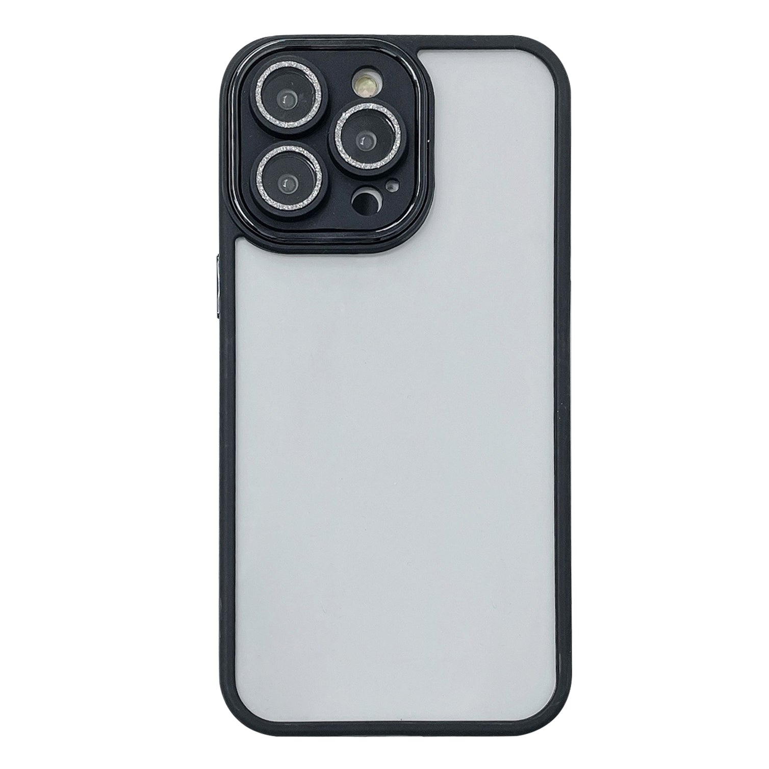 For iPhone 14 Pro PC TPU Clear Phone Cover Anti-drop Case with Glitter Glass Lens Protector For iPhone 14 Pro PC TPU Clear Phone Cover Anti-drop Case with Glitter Glass Lens Protector